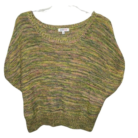 JustFab Women’s Hi Lo Cropped Dolman Sweater M Multicolored Casual Spring Summer - Picture 1 of 13